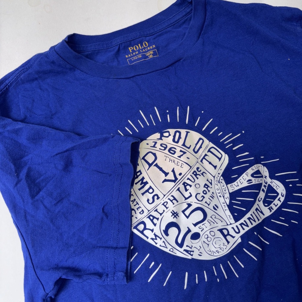 Polo Ralph Lauren Kids L 14-16 Varsity Football State Champs Blue Tee Shirt